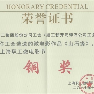 湖州意大利贵宾会 首届上海职工微电影节铜奖